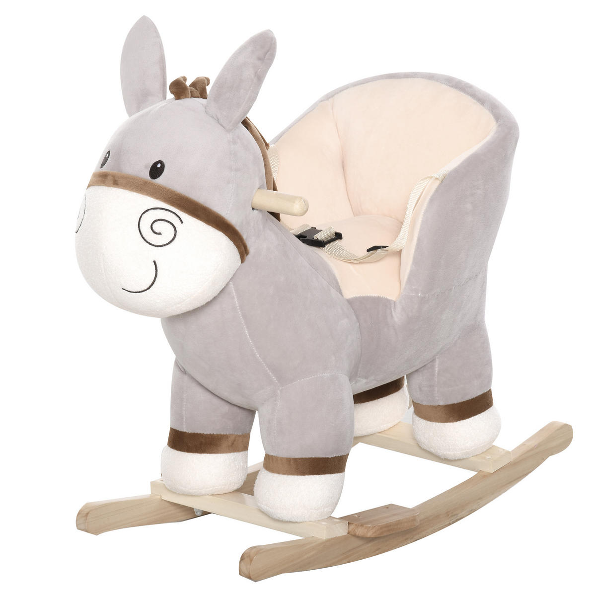 SCHAUKELPFERD DE-18228 mit Musikfunktion Grau - Grau, Holzwerkstoff (34/58/61cm) - ComfortXL