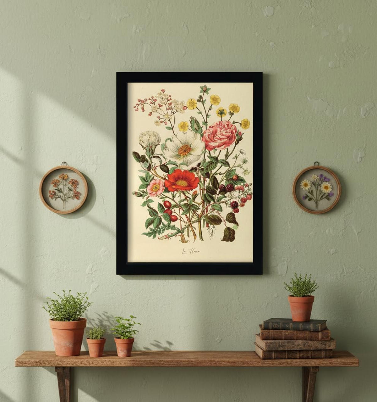 POSTER Set Mit 6 Blumenanatomie In Vintage A3 & A4 Schwarzer Rahmen - Schwarz, Papier (29/3cm) - Nacnic