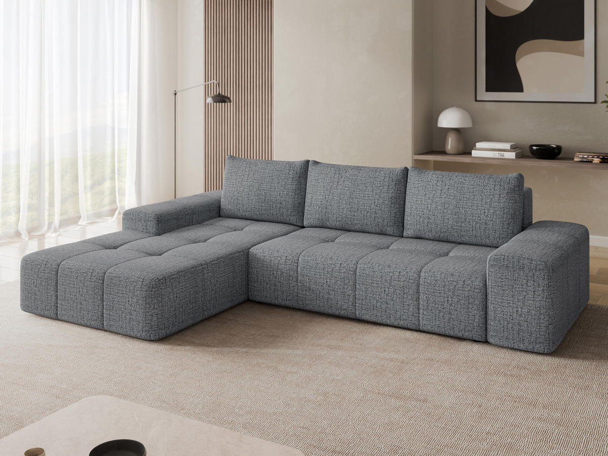 ECKSCHLAFSOFA Tonseo L, Seite: Links - Schwarz/Grau, Holz/Kunststoff (275/173cm) - MIRJAN24