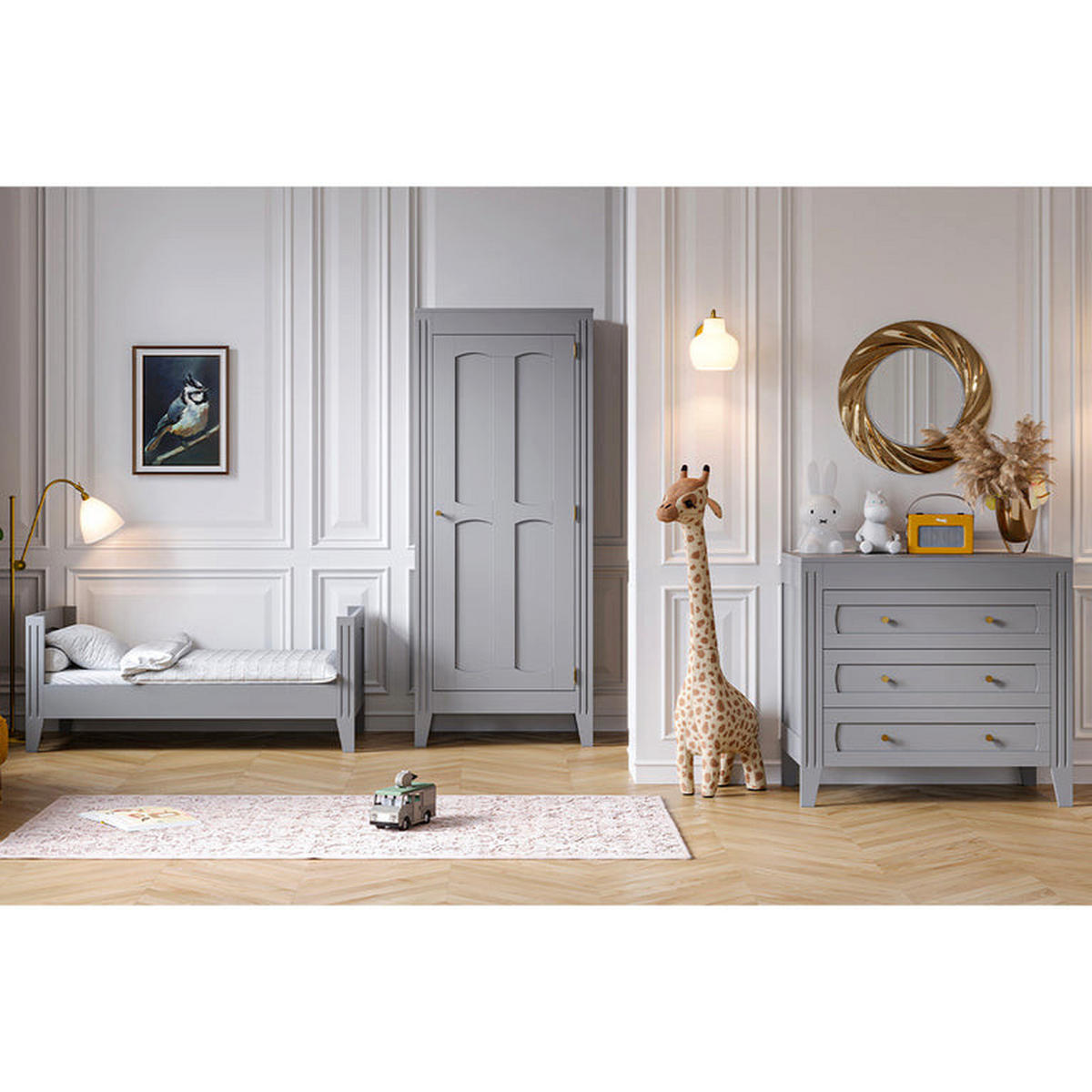 DETSKÁ KOMODA Sivá - sivá, kompozitné drevo (100/92/55cm) - Petits-meubles