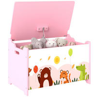 SPIELZEUGTRUHE DE-17271 klappbarer Deckel mit Tiermotiv Rosa - Pink, Holzwerkstoff (37/60cm) - ComfortXL