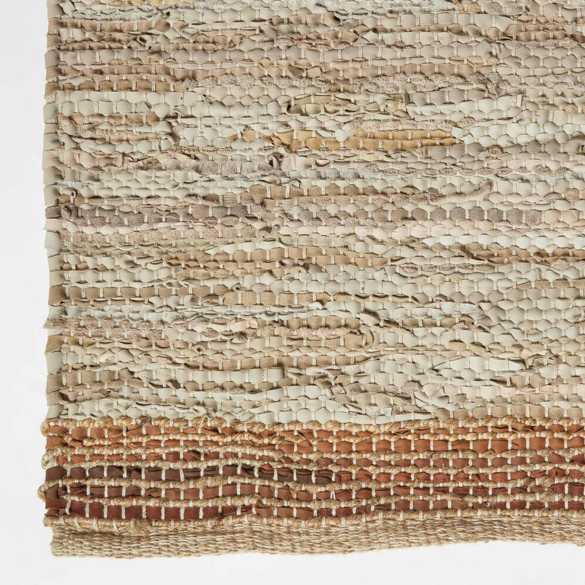 FLICKENTEPPICH-LÄUFER aus Recycling-Leder 66/200 cm - Braun, Leder (66/200cm) - Homescapes