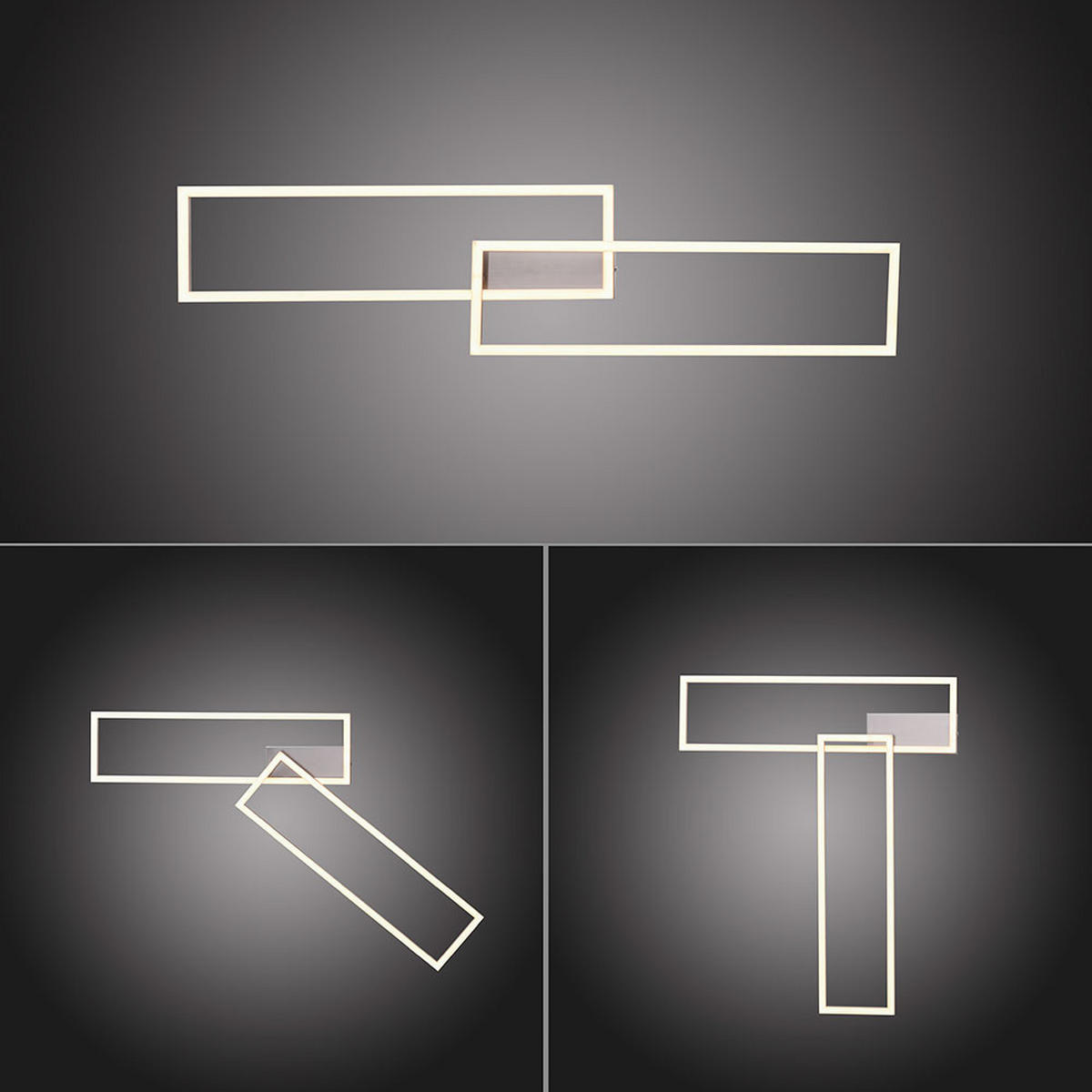 LED DECKENLEUCHTE Stahlfarben Silber - Silberfarben, Metall (92.4/22/7cm)