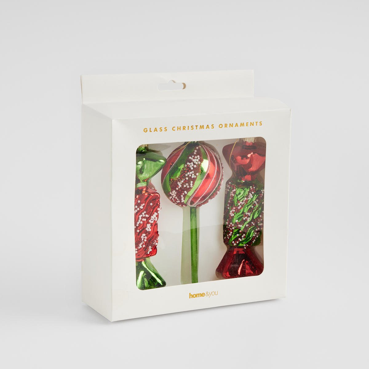 GLASKUGEL Xmascandy, Rot, 14.8 x 4.5 x 6 cm, Dekorative Weihnachtsdeko - Rot, Glas (4.5/14.8/6cm) - home&you