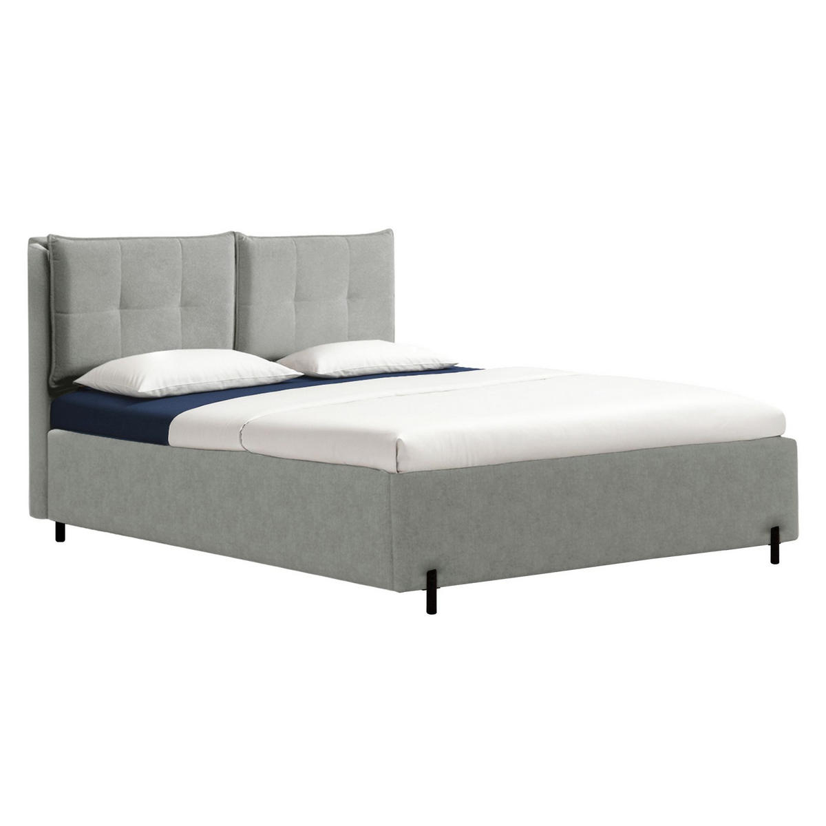 POLSTERBETT Belleo Grau 180x200 cm - Schwarz/Grau, Textil/Metall (180/200cm) - Selsey