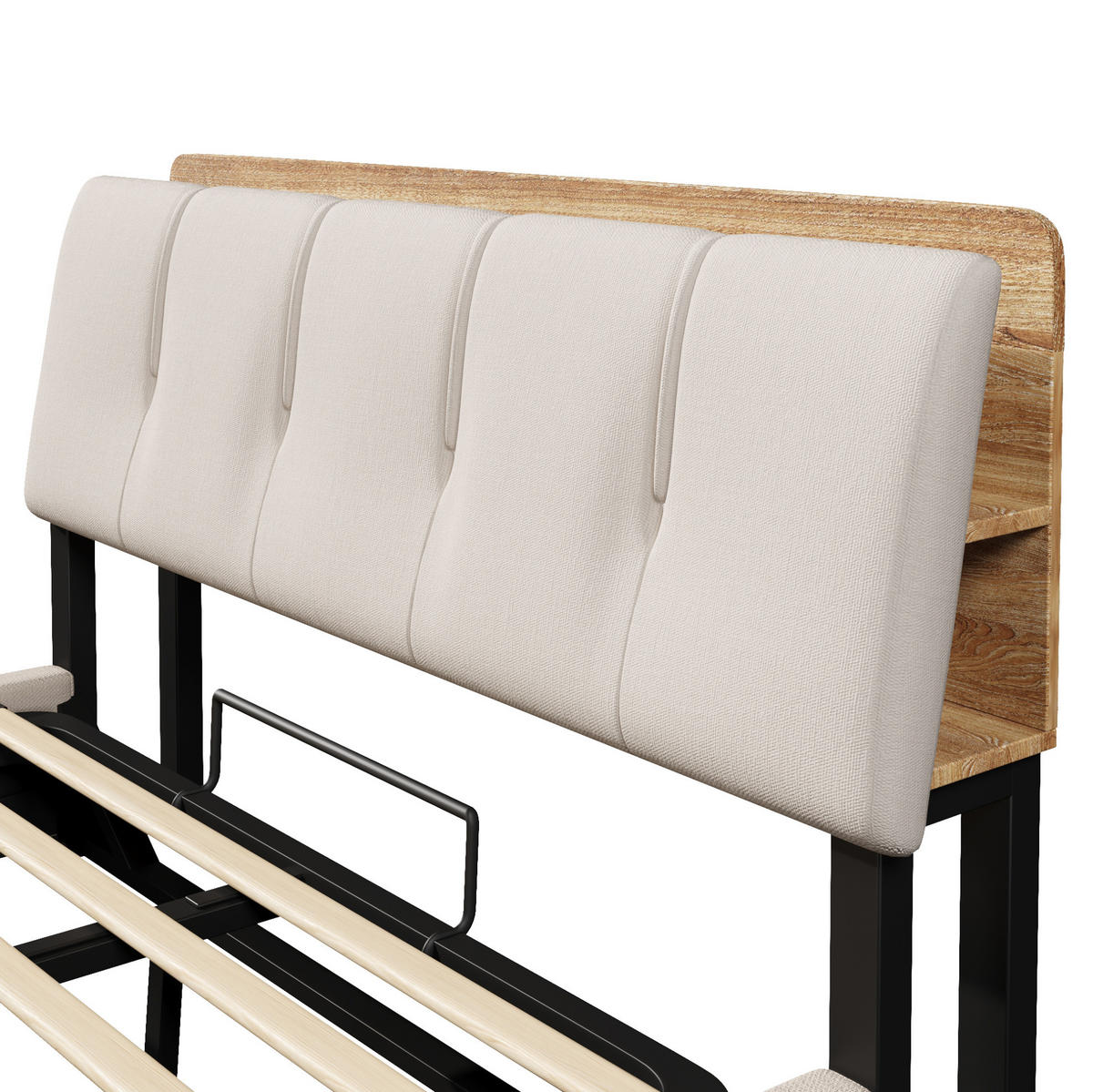 POLSTERBETT mit Stauraum & USB 140x200 cm Leinen Beige - Beige, Metall (140/200cm) - Meubliv
