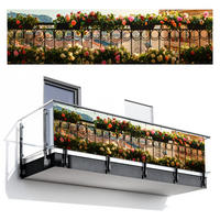 BALKON-SICHTSCHUTZ Blumen - Zaun - Stadtbild - Sommer - Pink, Kunststoff (300/80cm) - MuchoWow