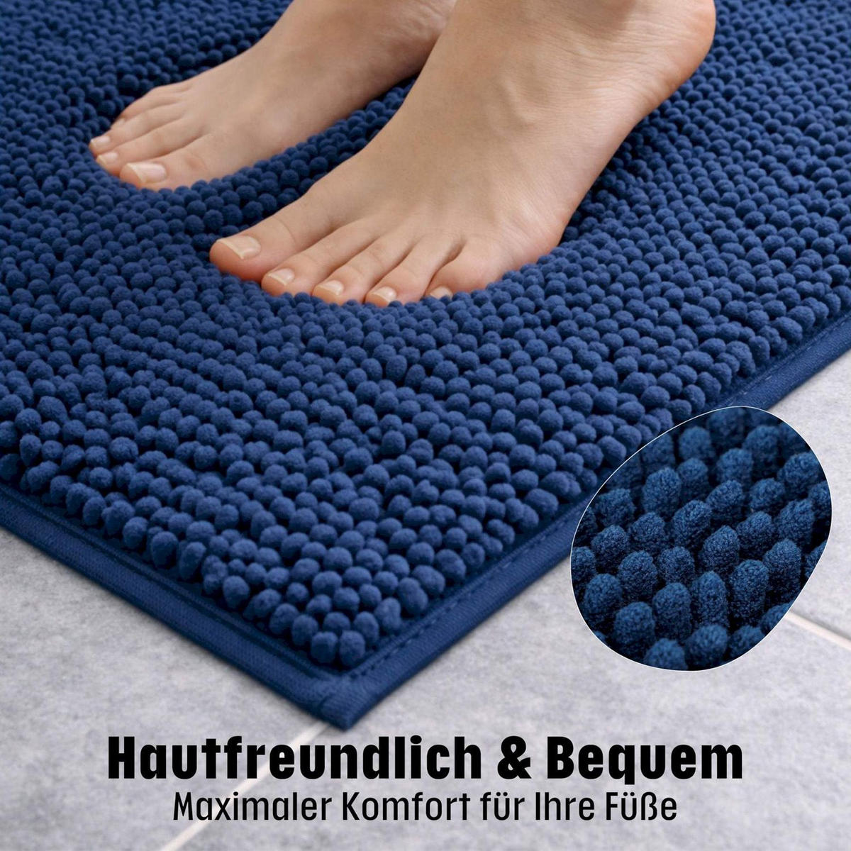 BADEMATTE MIT WC AUSCHNITT PARIS - Dunkelblau, Textil (45/45cm) - WohnDirect