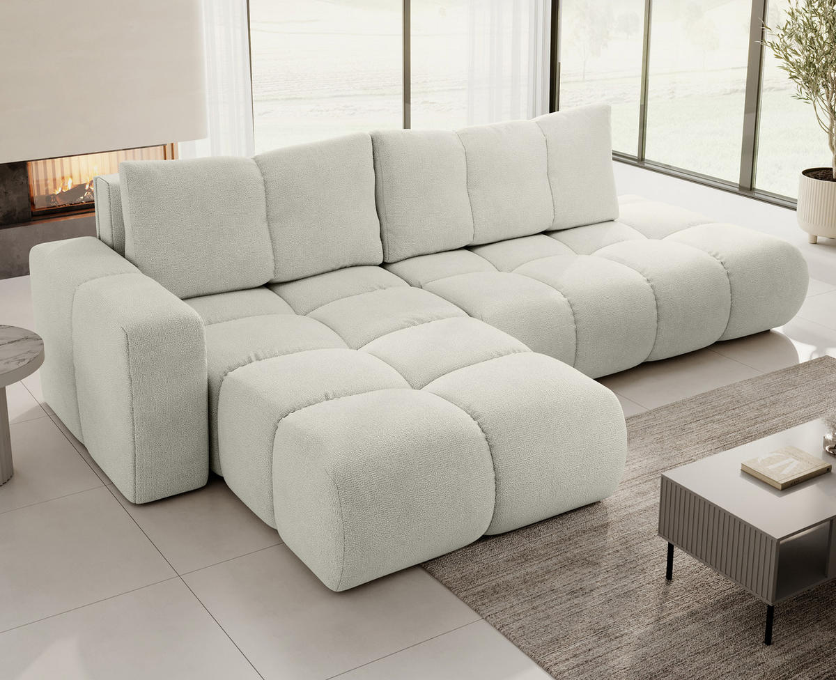 ECKSOFA L Form Hosio Beige 286/177/88 cm Links mit Schlaffunktion - Hellbraun/Schwarz, Kunststoff/Textil (177/286cm) - AX Living