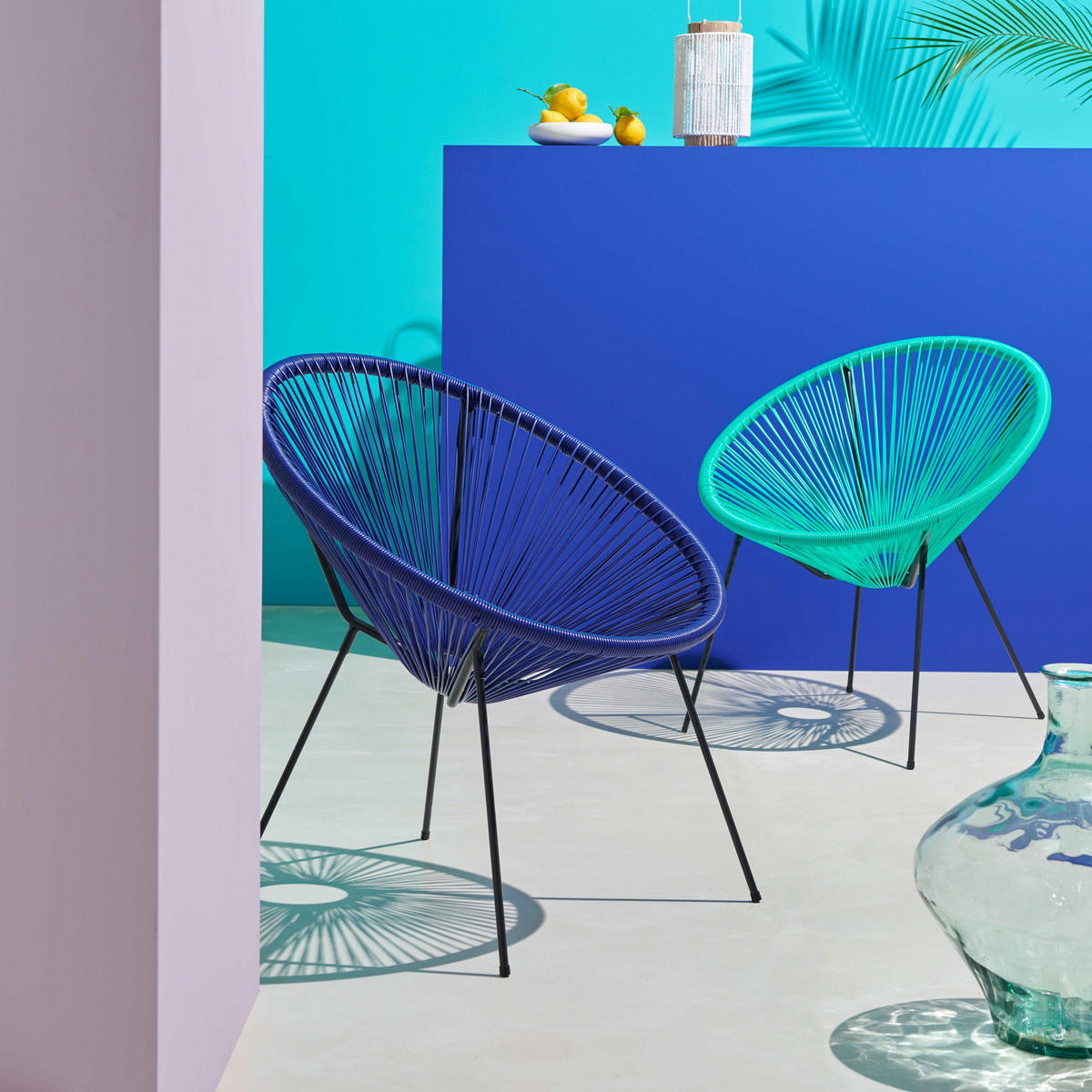 GARTENSTUHL, Pazifikblau - Blau, Holz (70/79/76cm) - Oviala