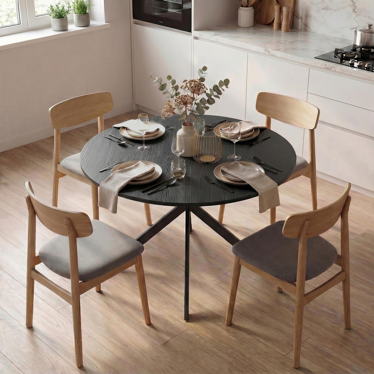 ESSTISCH Schwarz 100/100/75 cm - Schwarz, Metall (100/100/75cm) - PANGIVO