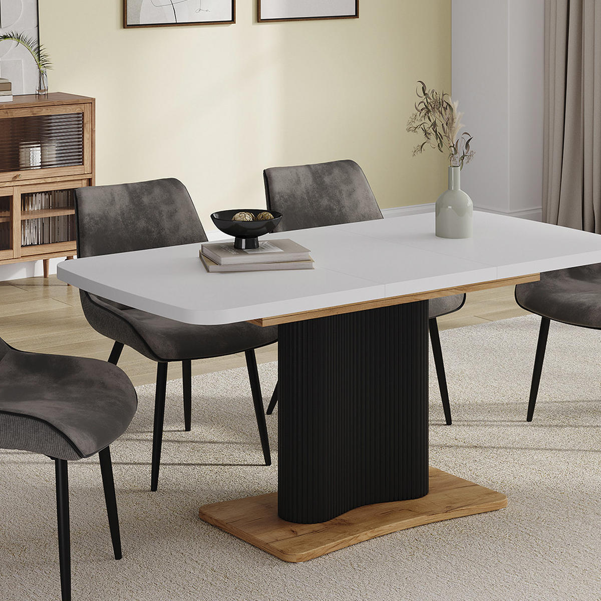 JÍDELNÍ STŮL Fenaro Bílý/zlatý dub - bílá/medově dubová, kompozitní dřevo (80/120/77.4cm) - Vicco