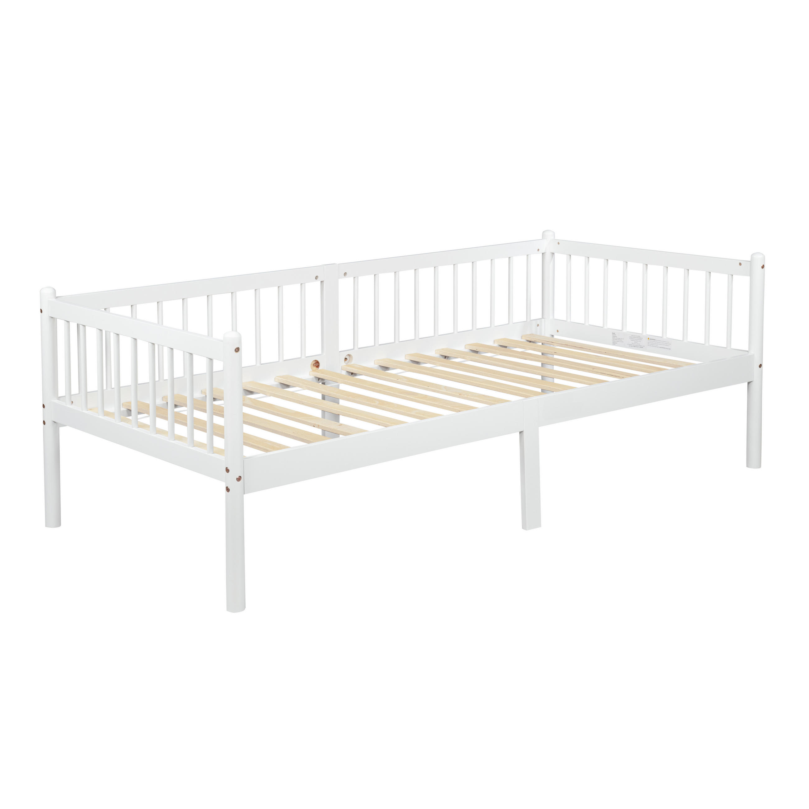 TAGESBETT 90/200 cm DE-32896 mit 3-seitigem Geländer Weiß - Weiß, Holz (90/200cm) - ComfortXL