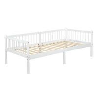 TAGESBETT 90/200 cm DE-32896 mit 3-seitigem Geländer Weiß - Weiß, Holz (90/200cm) - ComfortXL
