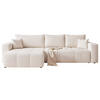 ECKSOFA XL Velours mit Bettkasten und Schlaffunktion - Creme, Holzwerkstoff/Textil (278/145cm) - Idohome