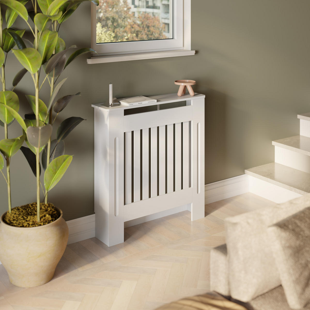 HEIZKÖRPERABDECKUNG Vila,optimale Luftzirkulation,weiß - Weiß, Holz (19/78/82cm) - tectake