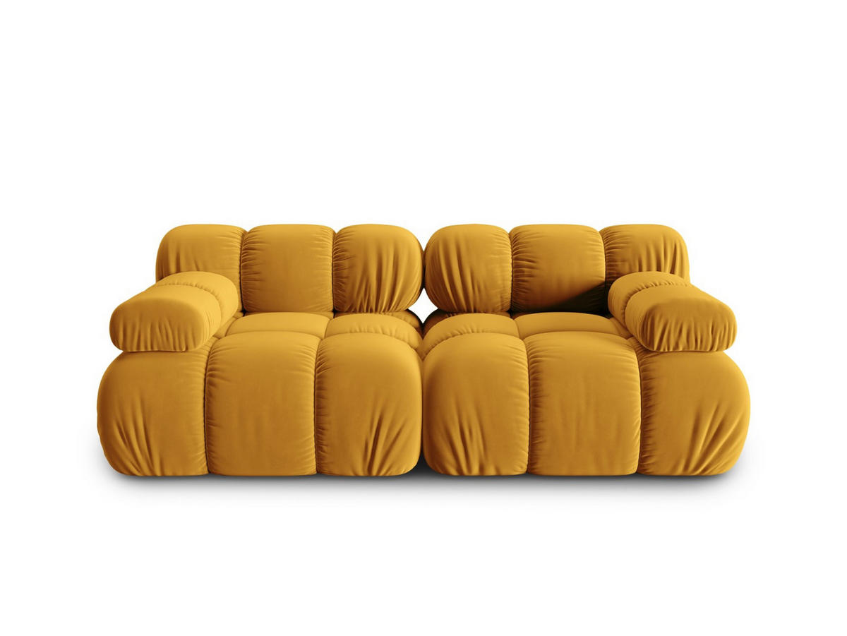 MODULARES-SOFA Bellis aus Samt gelb 2 Sitzplätze - Gelb, Textil (94/63/188cm) - Micadoni