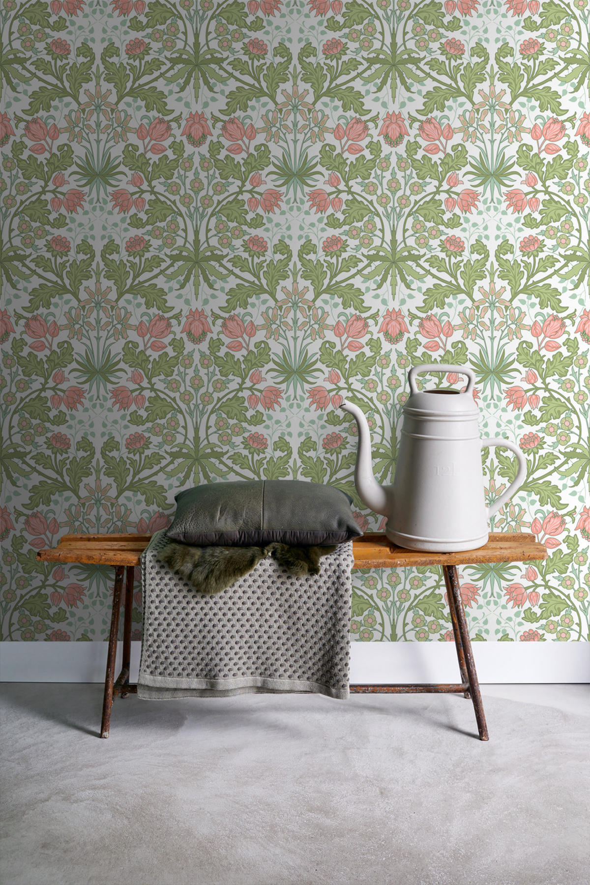 TAPETE Blumenmuster im Jugendstil 50 x 900 cm - Grün, Papier (50/900cm) - ESTAhome