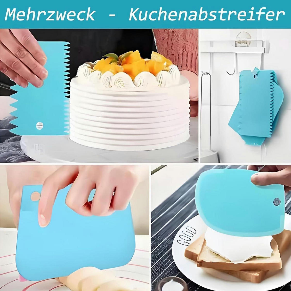 SPRITZBEUTEL Set 21-teilig mit Tüllen und Schabern - Hellblau, Kunststoff (17/1/31cm)