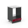 HERDUMBAUSCHRANK Fame-Line Bordeaux Hochglanz 60 cm, AP Marmor - Bordeaux/Anthrazit, Holzwerkstoff (60/82/60cm) - Vicco