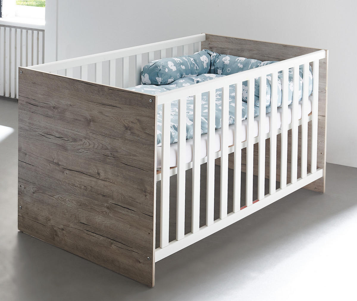 BABYZIMMER Mega-Set Bente 7-tlg. - Eichefarben/Silberfarben, Holzwerkstoff/Kunststoff (1/1/1cm) - arthur berndt
