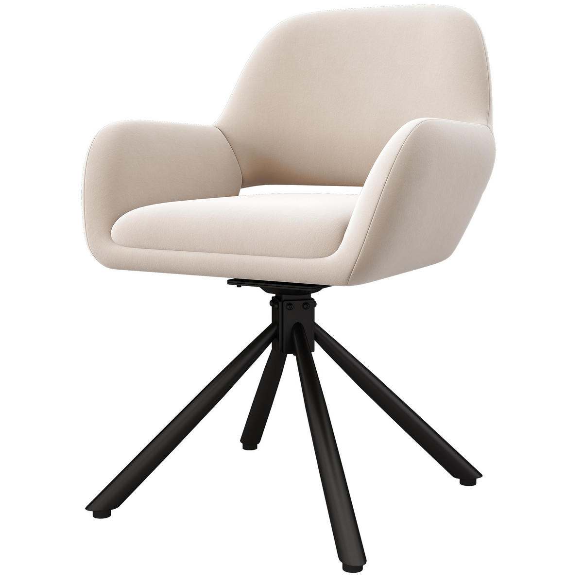 ESSZIMMERSTUHL 4 Stück Drehbar Samt Beige, Armlehne Modern - Beige, Textil (50/80/60cm) - FLIEKS