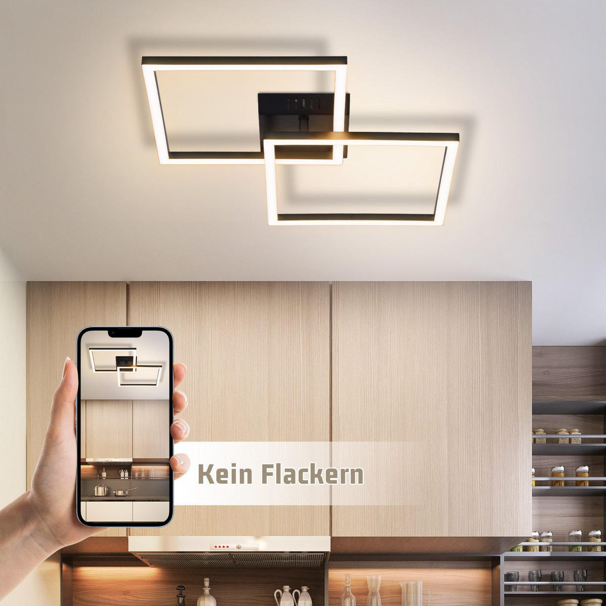 LED-DECKENLEUCHTE Krause 39.5/39.5/6.7cm - Schwarz, Kunststoff (39.5/39.5/6.7cm) - Nettlife