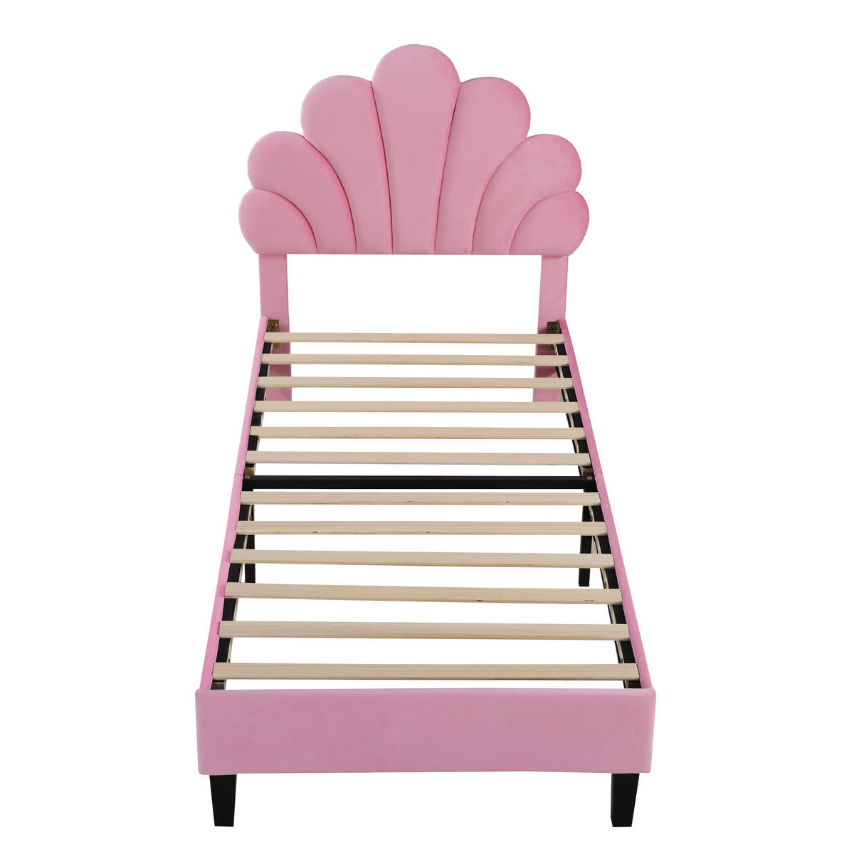 SAMT-POLSTERBETT 90/200 cm in Rosa mit gepolstertem Kopfteil und Lattenrost - Rosa, Textil (90/200cm) - BEAOK