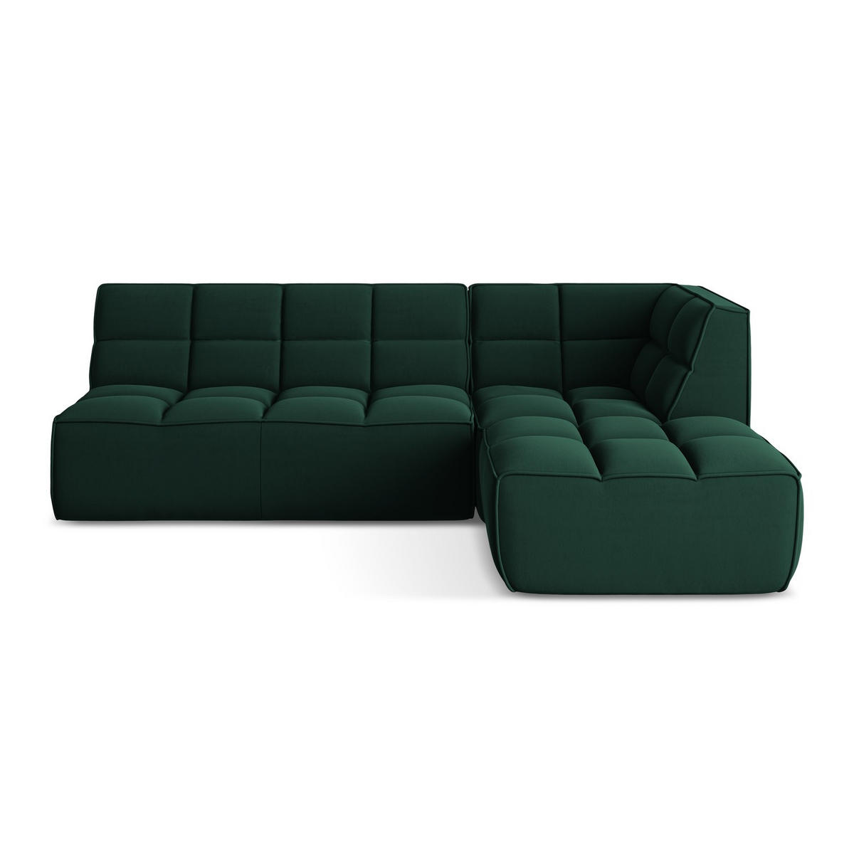 ECKSOFA Beidseitig Samt Stoff Grün - Dunkelgrün/Schwarz, Kunststoff/Textil (258/178cm) - LaMiaSofa