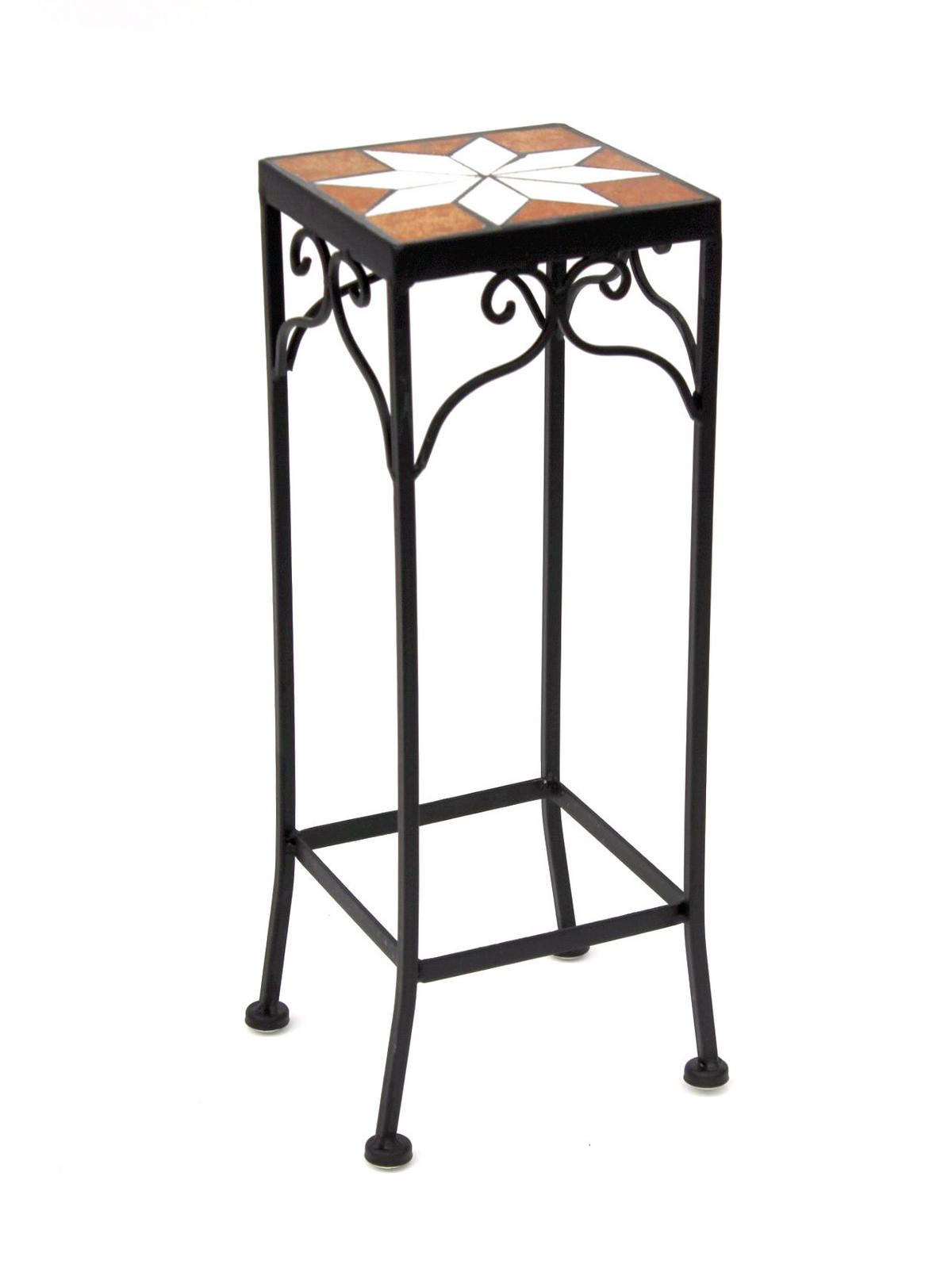 BLUMENHOCKER Merano Mosaik 2er Set 12012 Blumenständer 46 und 54cm Hocker Eckig - Schwarz, Metall (20/54/20cm) - DanDiBo