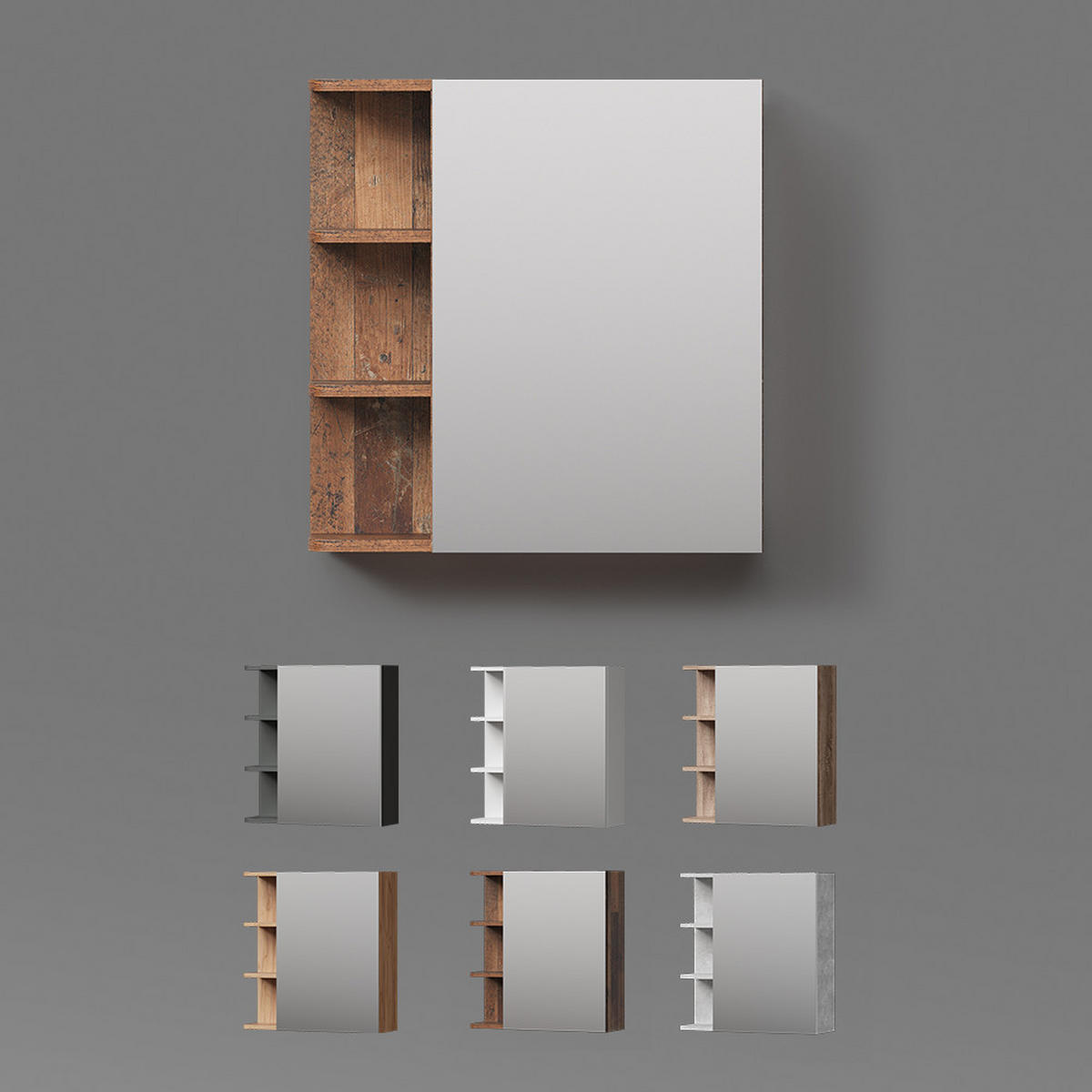 SPIEGELSCHRANK Fucino Goldkraft Eiche 62 x 64 cm - Eiche Wotan, Holzwerkstoff (62/64/20.8cm) - Livinity®
