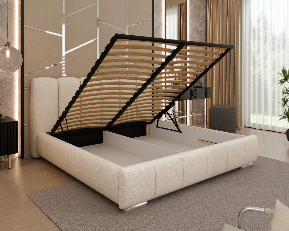 POLSTERBETT Zaira 180x200cm – Elegantes Polsterbett für modernen Wohnstil , ohne matratze, beige - Beige, Holz (180/200cm) - Homesy