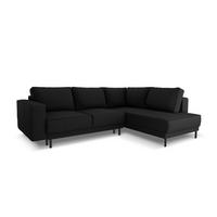 AUSKLAPPBARES-ECKSOFA rechts Caro aus strukturiertem Stoff schwarz 5 Sitzplätze - Schwarz, Textil (187/247cm) - Micadoni