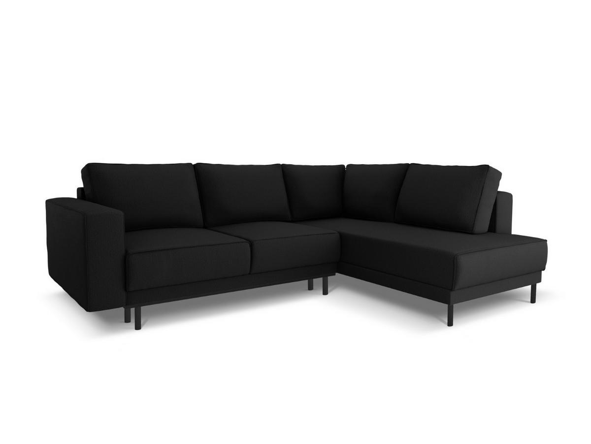 AUSKLAPPBARES-ECKSOFA rechts Caro aus strukturiertem Stoff schwarz 5 Sitzplätze - Schwarz, Textil (187/247cm) - Micadoni