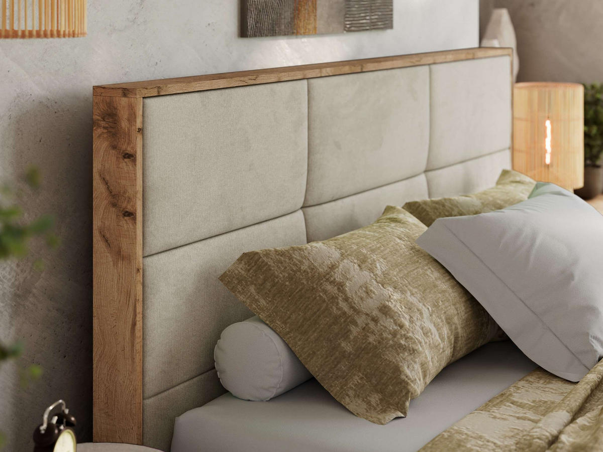 POLSTERBETT LERIO CLASSIC 180/200 - Beige Velvet - ohne Matratze - Beige, Textil (180/200cm) - MKS