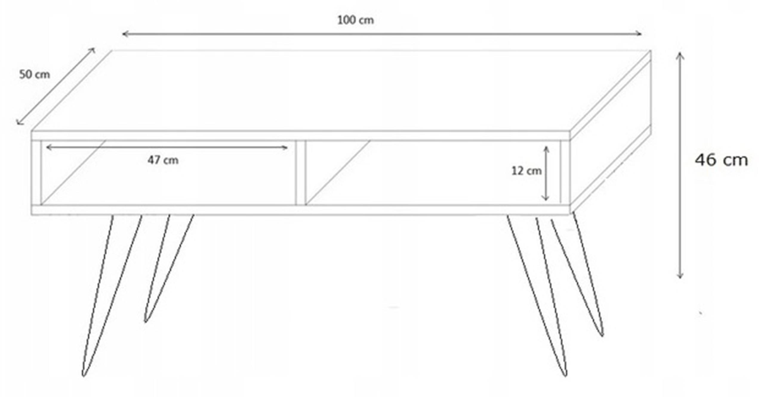 COUCHTISCH Isla Anthrazit 100/50/46 cm - Anthrazit, Holzwerkstoff (50/100/46cm) - Matkam Möbel