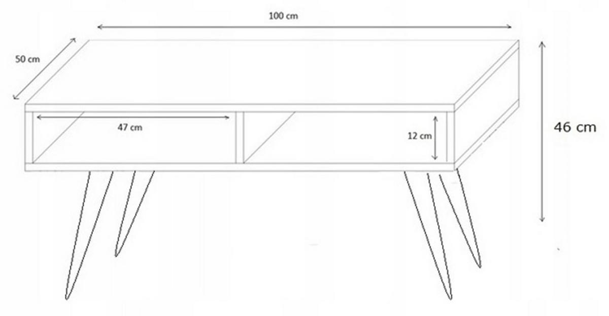 COUCHTISCH Isla Anthrazit 100/50/46 cm - Anthrazit, Holzwerkstoff (50/100/46cm) - Matkam Möbel