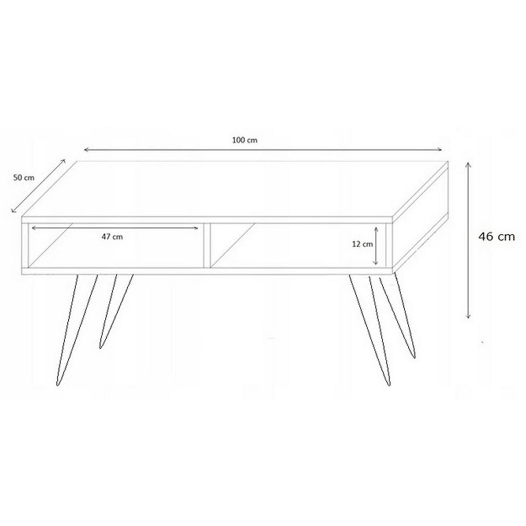 Thumbnail - Matkam Möbel Couchtisch, Anthrazit, Holzwerkstoff, 100x46x50 cm, Wohnzimmer, Wohnzimmertische, Couchtische