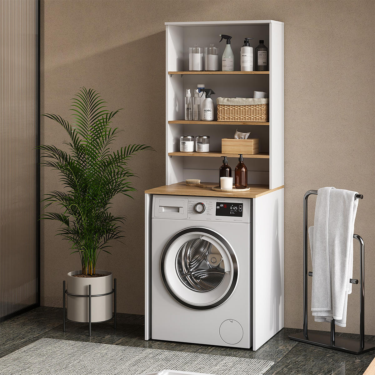 SKŘÍŇKA NA PRAČKU Viktor Bílá/Artisan - bílá, kompozitní dřevo (66/88.2/60cm) - Vicco