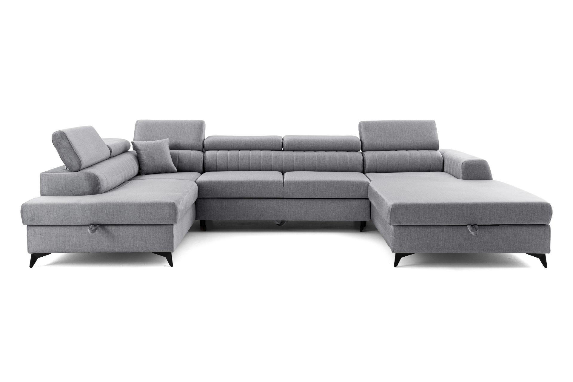 ECKSOFA U-Form PIERO U Links mit Schlaffunktion 125x260 Velours Grau - Schwarz/Grau, Holz/Textil (350/90/203cm) - Muffo