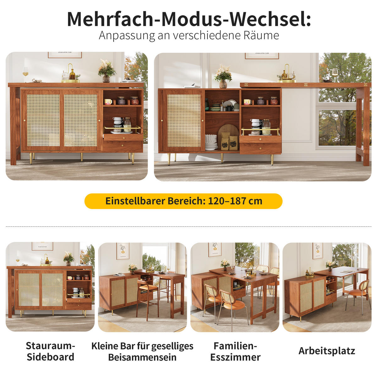 BARTISCH Braun 107/40/71,4 cm - Braun, Holzwerkstoff (40/76/187cm) - Urban Meuble