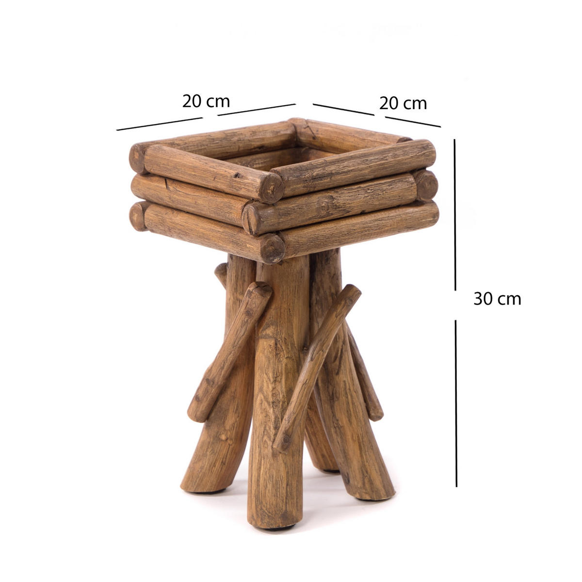 BLUMENTISCH Twist Teakholz - Naturfarben, Holz (25/25/42cm) - DESIGN DELIGHTS