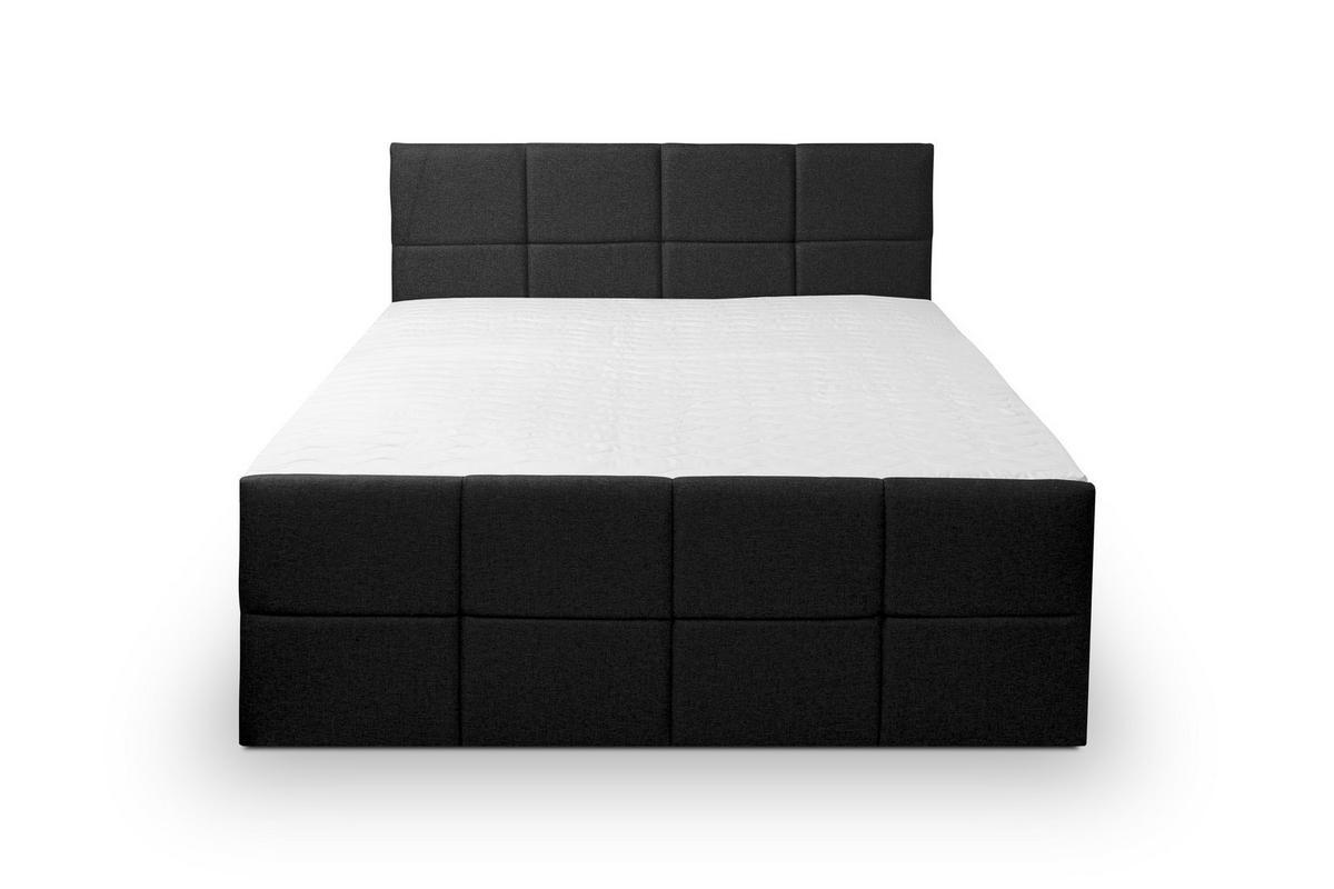 BOXBETT DORIS mit 2 Bettkästen, 180x200, Farbe: Schwarz, Velourstoff, mit Bonell-Matratze inkl. Topper - Schwarz, Holz/Kunststoff (180/200cm) - VENASI MÖBEL