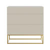 KOMMODE Veldio Greige mit 3 Schubladen 90 cm - Taupe/Goldfarben, Holzwerkstoff/Metall (90/90/38cm) - Selsey