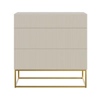 KOMMODE Veldio Greige mit 3 Schubladen 90 cm - Taupe/Goldfarben, Holzwerkstoff/Metall (90/90/38cm) - Selsey