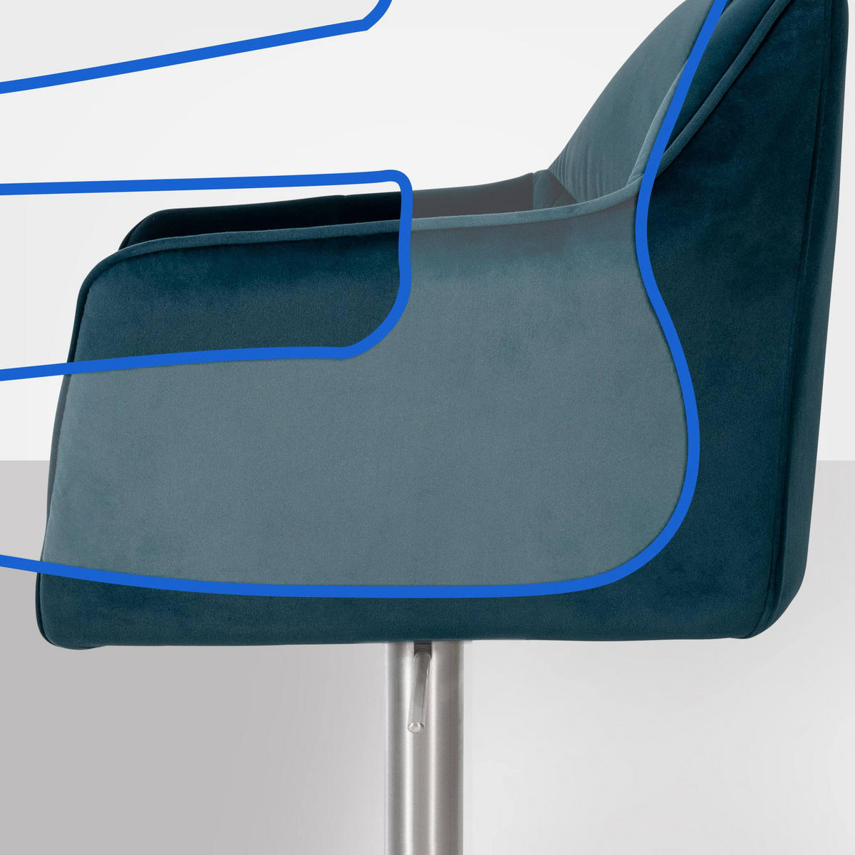 BARHOCKER Samt Grün - Edelstahlfarben/Grün, Textil/Metall (64/88/45cm) - CLP