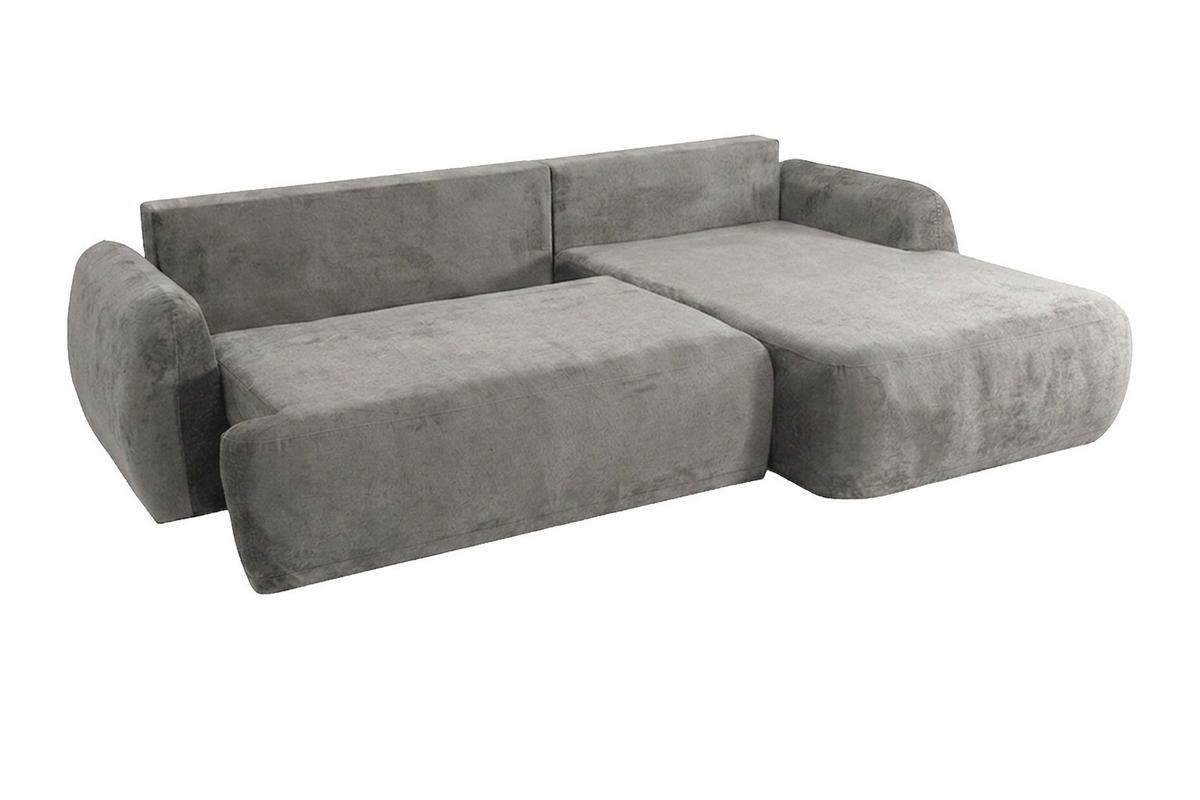 ECKSOFA Mit Schlaffunktion Und Bettkasten, Chenille-Stoff Perfecto, Grau, Rechts, HELA II - Grau, Holz (280/184cm) - Kaiser Möbel