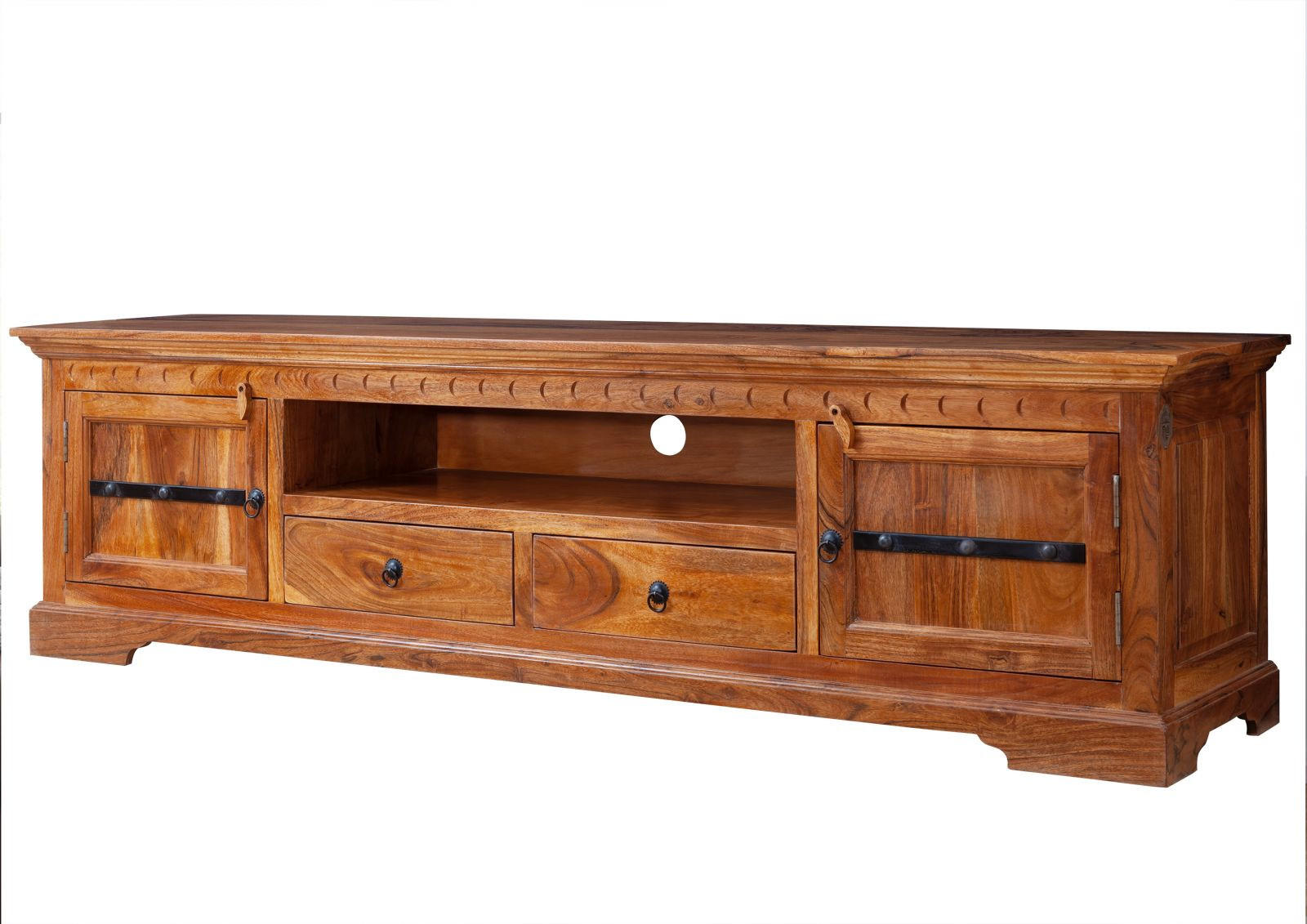 TV-BOARD Akazie 200x45x55 honig lackiert OXFORD #0326 - Braun, Holz (200/55/45cm) - Massivmoebel24