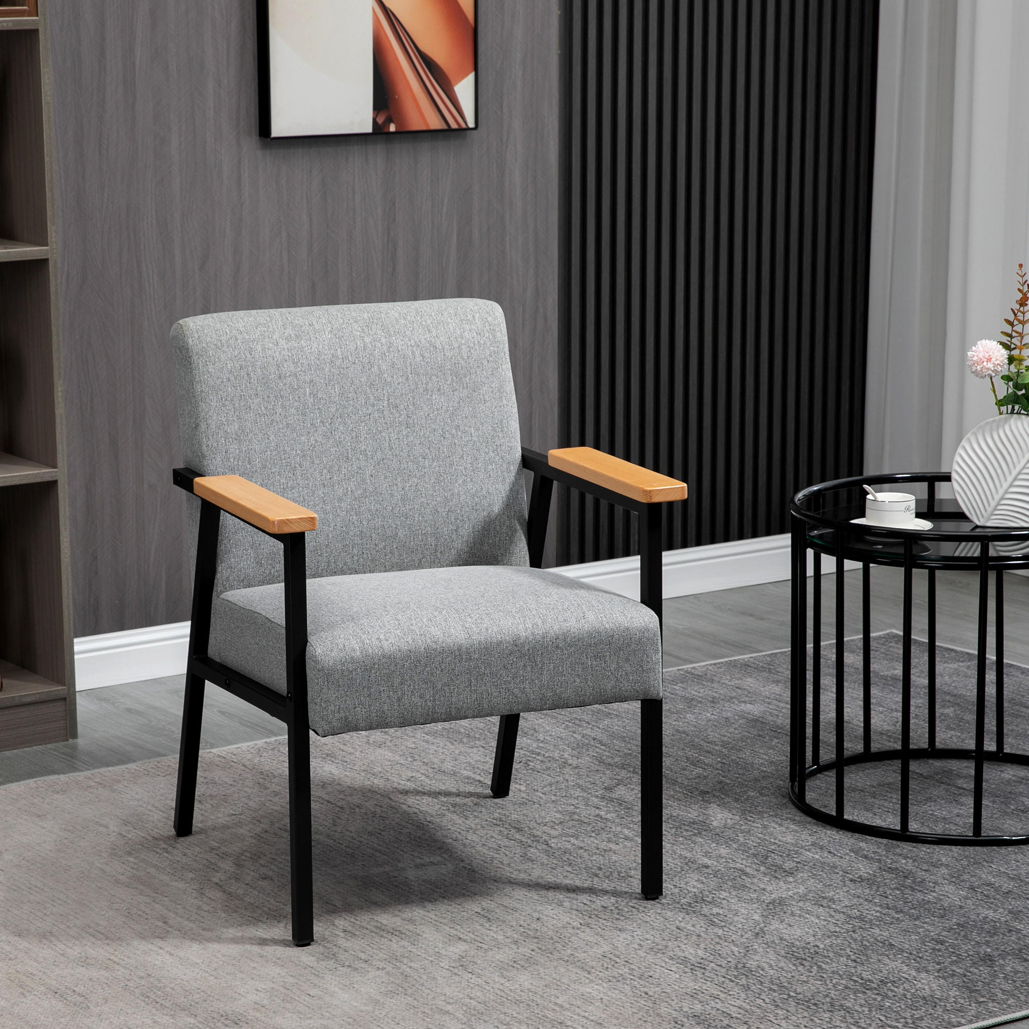 POLSTERSESSEL, Relaxsessel, Grau - Grau, Metall (70/83.5/64.5cm) - HOMCOM