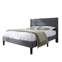 POLSTERBETT 140/200 cm mit Lattenrost und Matratze, gepolstertes Kopfteil - Dunkelgrau, Textil (140/200cm) - BEAOK